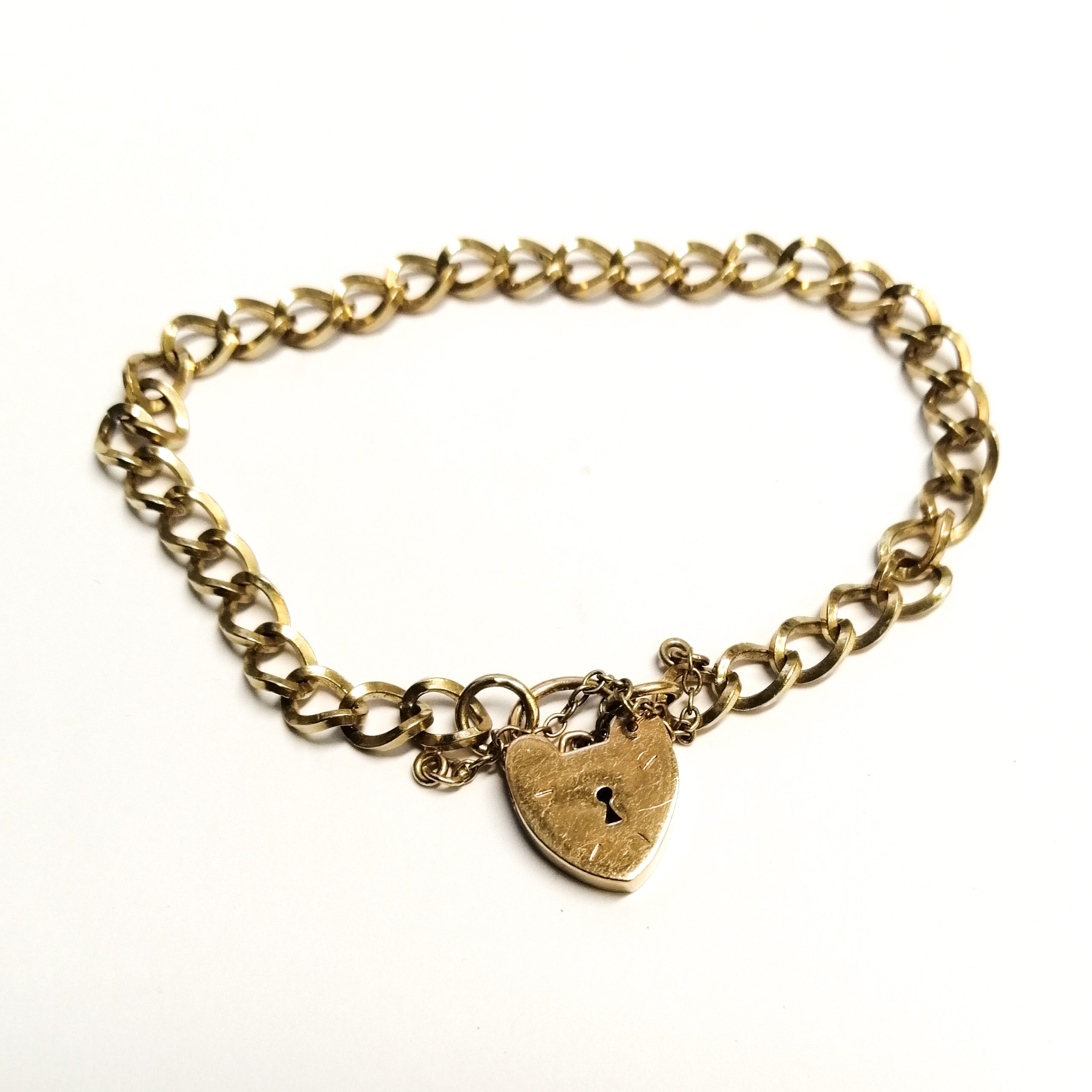 Vintage 9ct Gold Curb & Padlock Bracelet G Davison & Sons Jewellers