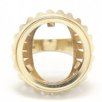 Vintage 9ct Gold Fancy Cut Out Design Full Sovereign Ring Mount